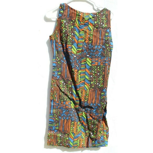 Vintage 1960s Retro Mod MCM Psychedelic Sleeveless Needle Dress - Picture 4 of 4